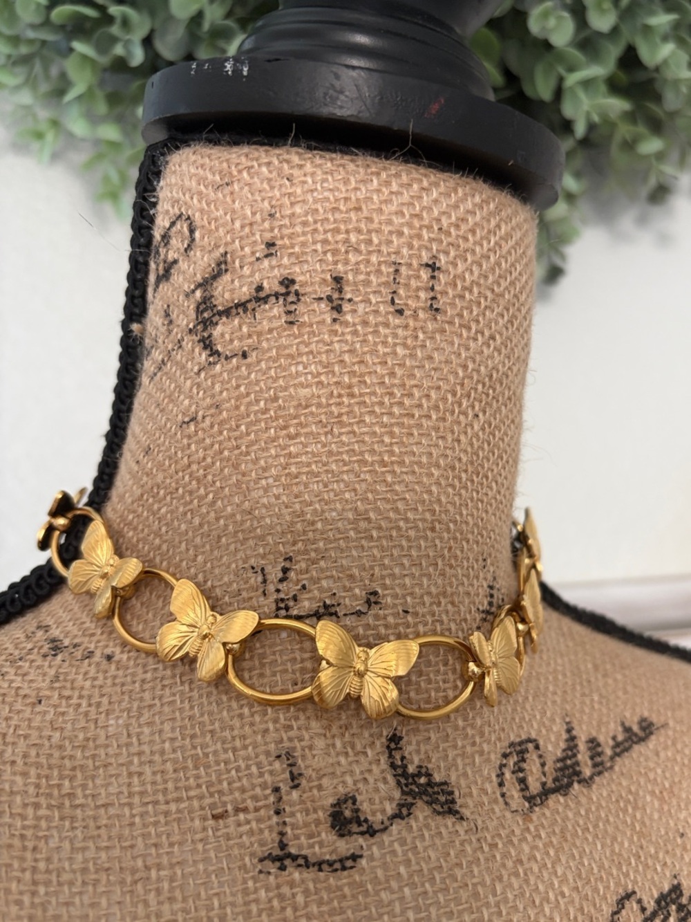 Gold Butterfly Link Choker Necklace - Women Jewelry